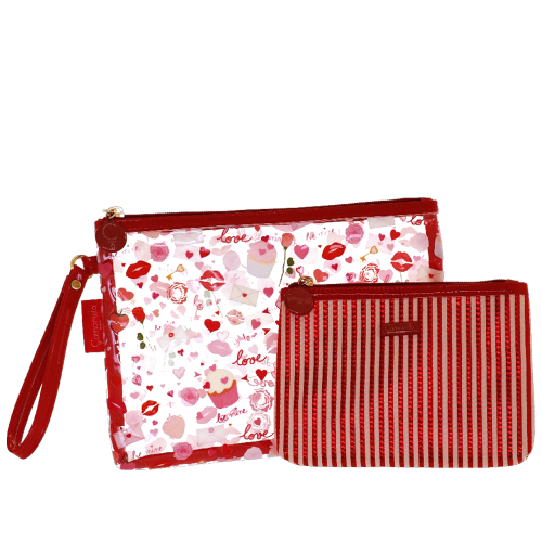 SET BUSTA PIATTA LOVE PEEK ROSSO