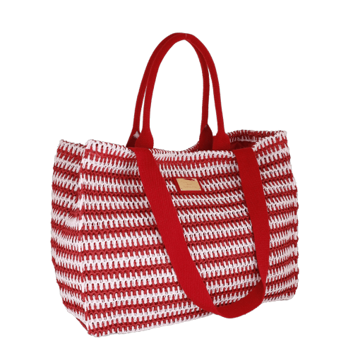 BORSA CITY M RIGA CROCHET ROSSO