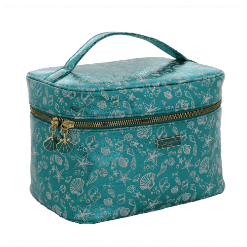 BEAUTY CASE M SHELL SHINE TURCHESE