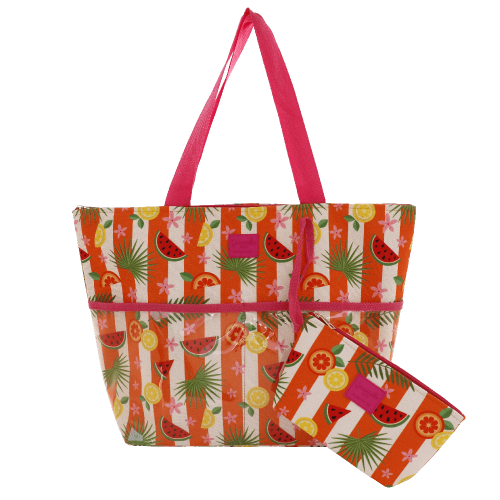 BORSA MARE L + BUSTA TROPICAL FUCSIA