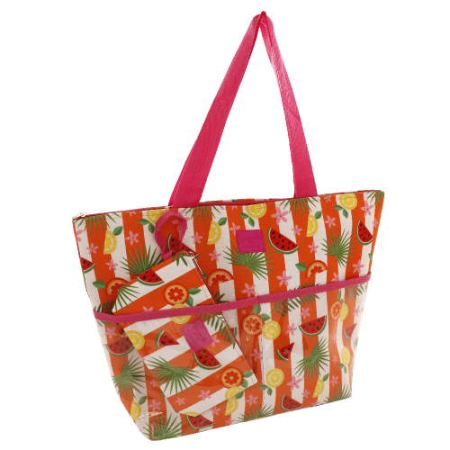 BORSA MARE L + BUSTA TROPICAL FUCSIA