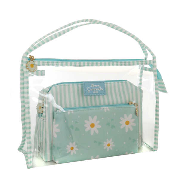 SET BEAUTY BAG TRIO DAISY LOVE VERDE C.T