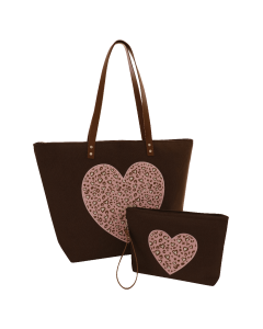 BORSA MARE L + BUSTA CUORE MARRONE