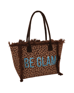 BORSA CITY M BE GLAM FRANGE LEO TURCHESE